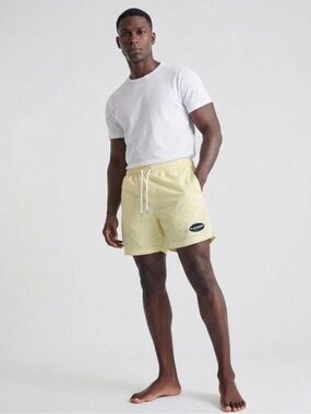 PacSun Playboy Light Yellow Mesh-Lined Swim Shorts